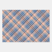Light Salmon, Marine Blue, Dove Grey... Plaid ラッピングペーパーシート (正面)
