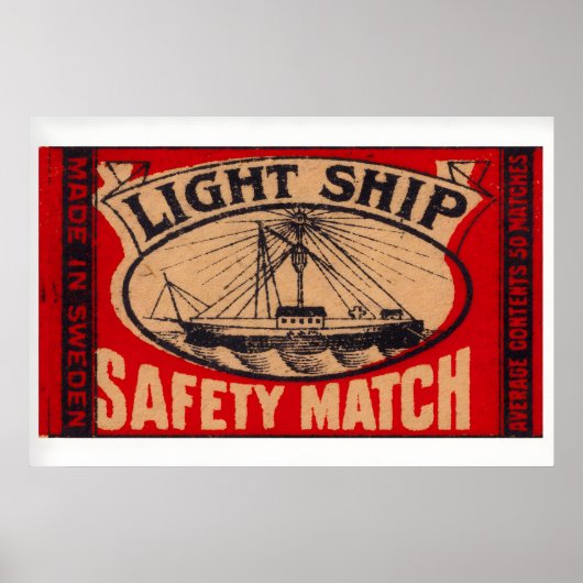 Light Ship - Matchbox Print - Sweden Wall Art ポスター (正面)