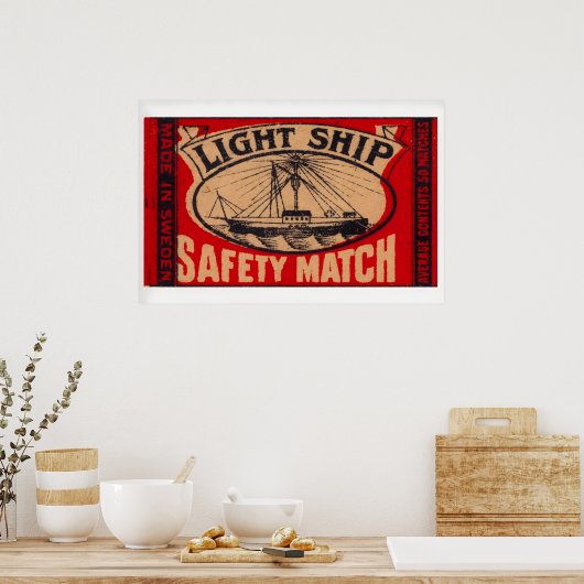 Light Ship - Matchbox Print - Sweden Wall Art ポスター (キッチン)