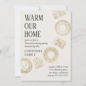 Light Soft Beige Gold Dining House Warming Party 招待状 (正面)