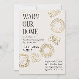 Light Soft Beige Gold Dining House Warming Party 招待状