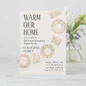 Light Soft Beige Gold Dining House Warming Party 招待状 (スタンド正面)