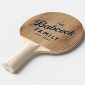 Light Teak Wood Retro Family Name & Year 卓球ラケット (正面アングル)