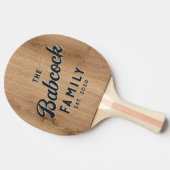 Light Teak Wood Retro Family Name & Year 卓球ラケット (横)