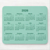 Light Teal and Hunter Green 2026 Calendar マウスパッド (正面)