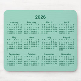 Light Teal and Hunter Green 2026 Calendar マウスパッド