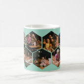 Light Teal Geometric Hexagon Photo Collage  コーヒーマグカップ (中央)