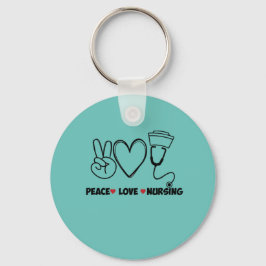 Light Teal Peace Love Nursing Appreciation キーホルダー