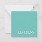 Light Teal Trendy Modern Minimalist Chic Name ノートカード (正面)