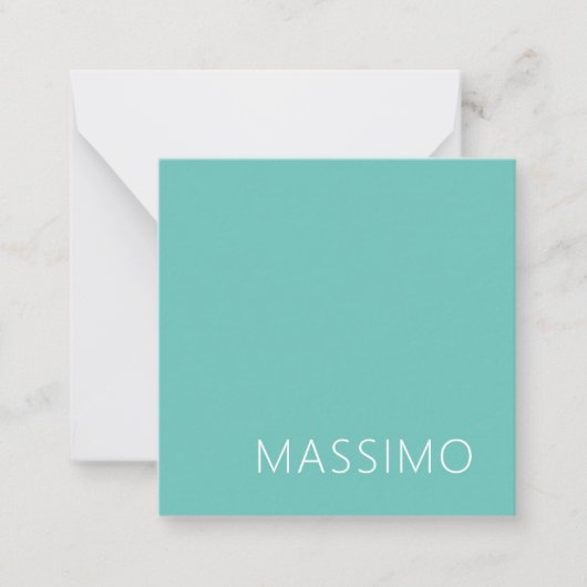 Light Teal Trendy Modern Minimalist Chic Name ノートカード (正面)