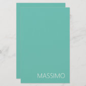 Light Teal Trendy Modern Minimalist Chic Name 便箋 (正面/裏面)