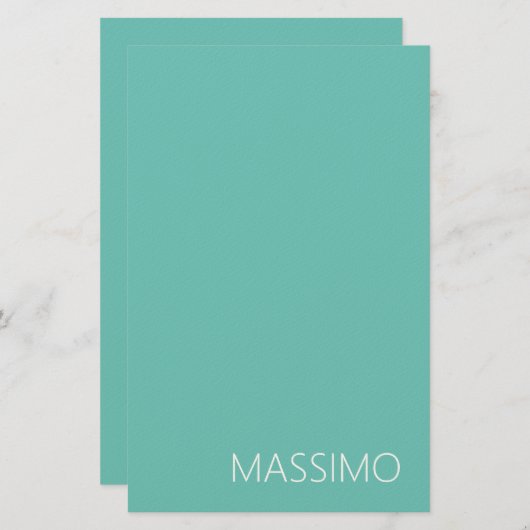 Light Teal Trendy Modern Minimalist Chic Name 便箋 (正面/裏面)