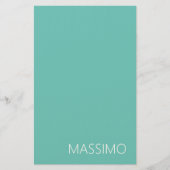 Light Teal Trendy Modern Minimalist Chic Name 便箋 (正面)