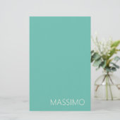 Light Teal Trendy Modern Minimalist Chic Name 便箋 (スタンド正面)