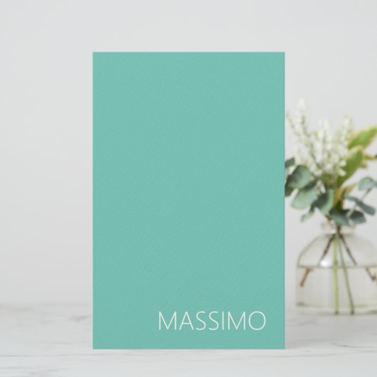 Light Teal Trendy Modern Minimalist Chic Name 便箋 (スタンド正面)