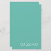 Light Teal Trendy Modern Minimalist Chic Name 便箋 (正面/裏面)