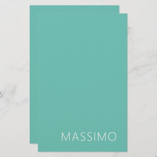 Light Teal Trendy Modern Minimalist Chic Name 便箋 (正面/裏面)