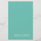 Light Teal Trendy Modern Minimalist Chic Name 便箋 (正面)
