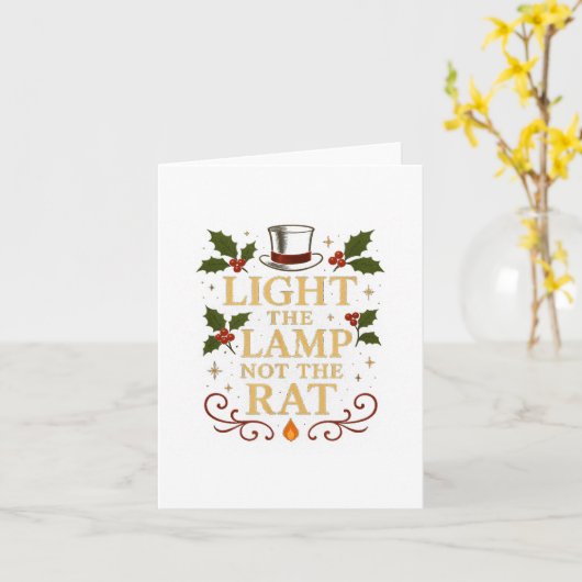 Light The Lamp Not The Rat Funny Christmas Matchin カード (黄色い花)