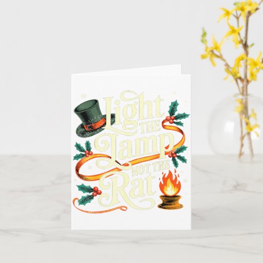 Light The Lamp Not The Rat Funny Christmas Matchin カード (黄色い花)