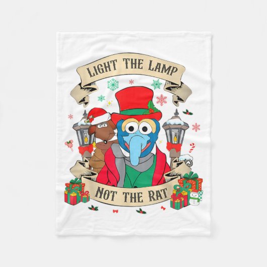 Light The Lamp Not The Rat Funny Christmas Matchin フリースブランケット (正面)