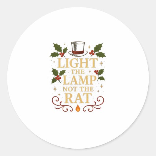 Light The Lamp Not The Rat Funny Christmas Matchin ラウンドシール (正面)