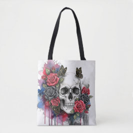 Light the Legacy – Gothic Skull & Rose Tote Bag トートバッグ