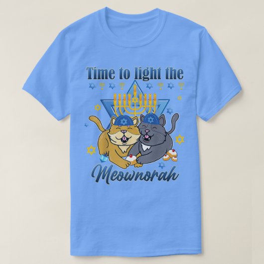 Light The Meownorah Jewish Cat Menorah Lover Ugly  Tシャツ (デザイン正面)