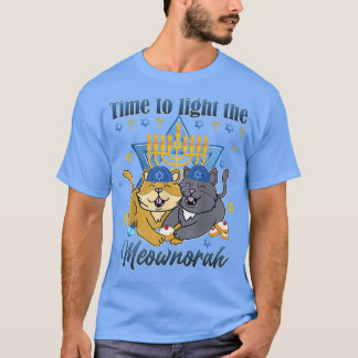 Light The Meownorah Jewish Cat Menorah Lover Ugly  Tシャツ