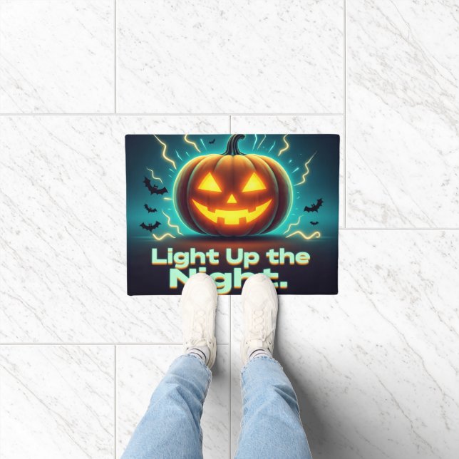 Light Up the Night Jack-O-Lantern Halloween ドアマット (室内)