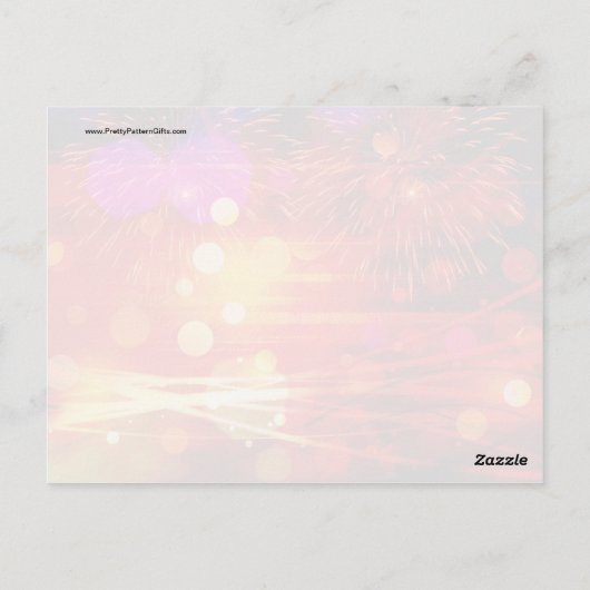 Light Up the Sky Light Rays and Fireworks ポストカード (裏面)