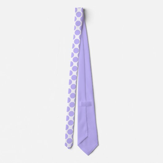 Light Violet Polka Dots on White Custom Necktie ネクタイ (裏面)
