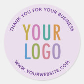 Light Violet Purple Thank You Stickers カスタムロゴ ラウンドシール (正面)