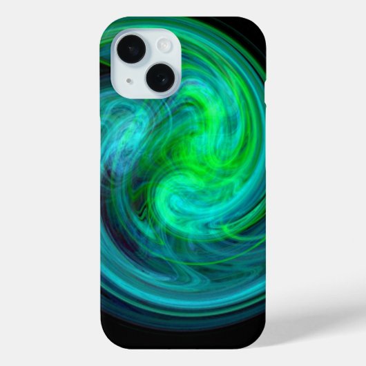 LIGHT VORTEX、抽象芸術ブルーグリーンフラクタル波 Case-Mate iPhoneケース (裏面)