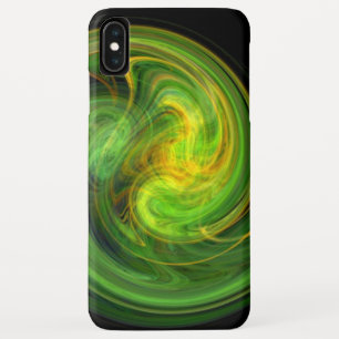 LIGHT VORTEX、黄鮮やか緑の抽象芸術渦巻き iPhone XS MAXケース