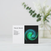 LIGHT VORTEX、黒鮮やか色の緑の白 名刺 (スタンド正面)