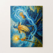 Light-wielding mage in fantasy oil art ジグソーパズル (縦)