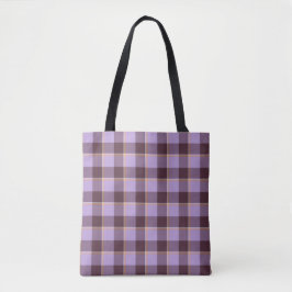 Light Wisteria and Livid Brown Plaid Purple トートバッグ