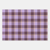 Light Wisteria and Livid Brown Plaid Purple ラッピングペーパーシート (正面3)