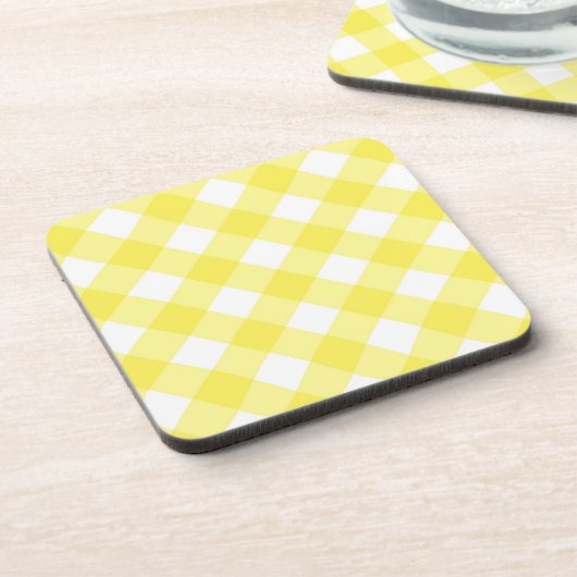 Light Yellow Classic Gingham Pattern コースター (左側)