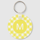 Light Yellow Classic Gingham Pattern Monogram キーホルダー (裏面)