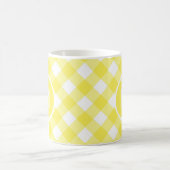 Light Yellow Classic Gingham Pattern Monogram コーヒーマグカップ (中央)