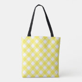 Light Yellow Classic Gingham Pattern Monogram トートバッグ (裏面)