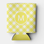 Light Yellow Classic Gingham Pattern Monogram 缶クーラー (正面)