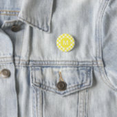 Light Yellow Classic Gingham Pattern Monogram 缶バッジ (インサイチュ)