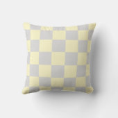 Light Yellow Gray Checkerboard Pillow クッション (裏面)