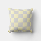 Light Yellow Gray Checkerboard Pillow クッション (正面)