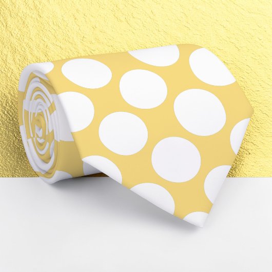 Light Yellow Jumbo Polka Dots Custom Necktie ネクタイ