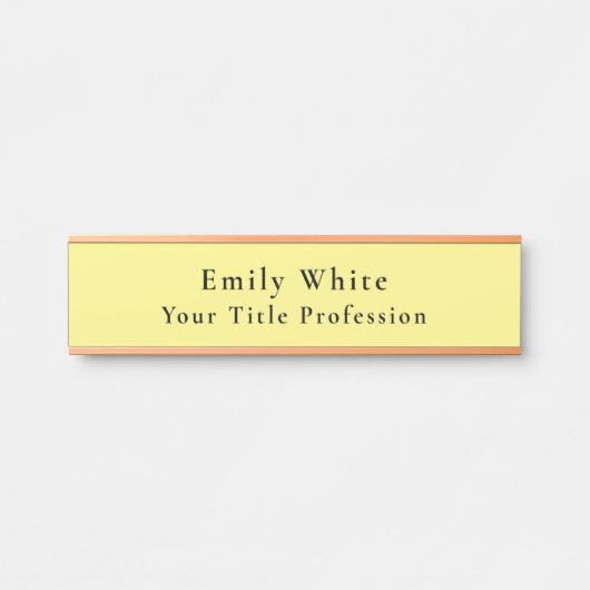 Light Yellow Plain Elegant Professional Modern サインプレート (正面)