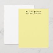 Light Yellow Plain Elegant Professional Modern ノートカード (正面/裏面)